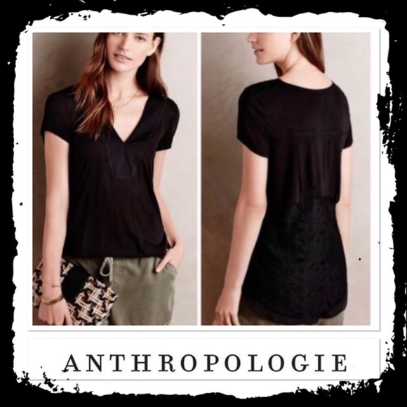 Anthropologie Tops - NWOT Anthropologie Deletta lace back black top
