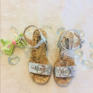 Michael Kors Girls Silver Wedge Espadrilles