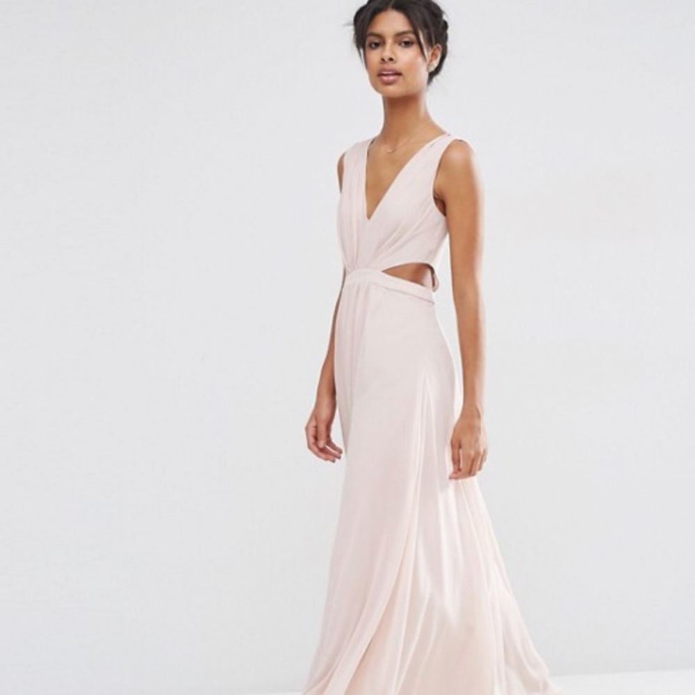 ASOS side cut out maxi bridesmaid dress