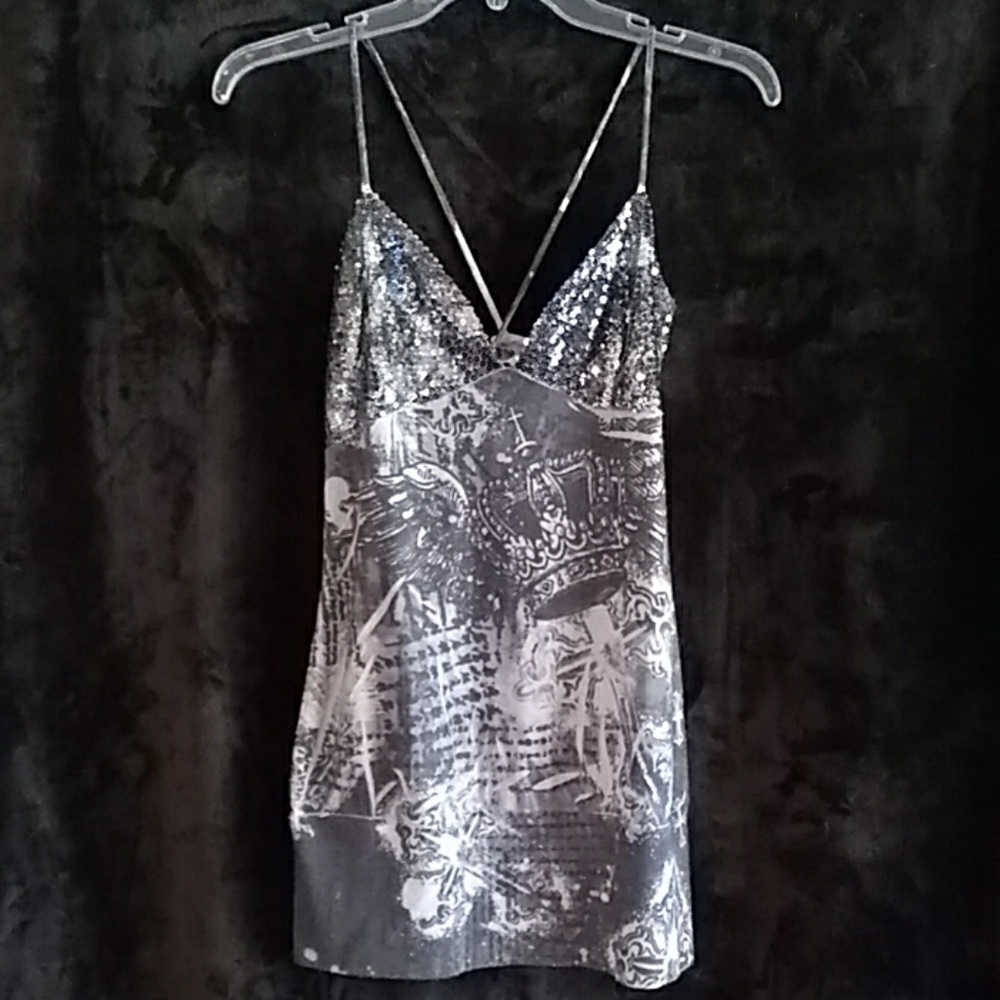 Wet seal grey shimmery top