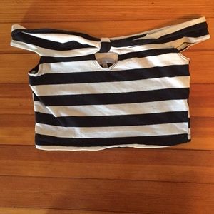 Black and white striped crop top