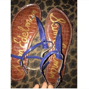 Sam Edelman Gigi Thong Sandal Blue Snakeskin