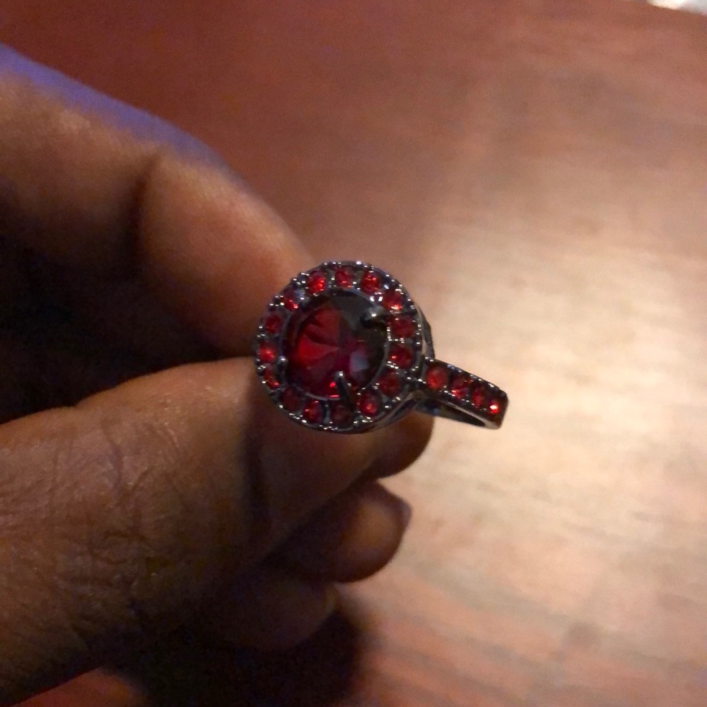 Rhodium Plated Gold Filled Ruby Ring - image 2