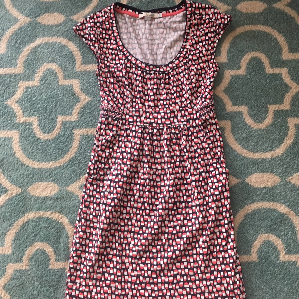 Boden Knee Length Dress Navy and Coral 2R US EUC
