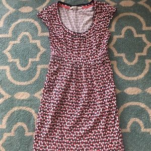 Boden Knee Length Dress Navy and Coral 2R US EUC