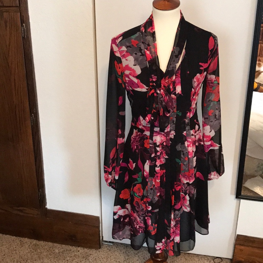 Black Floral Dress - Size S