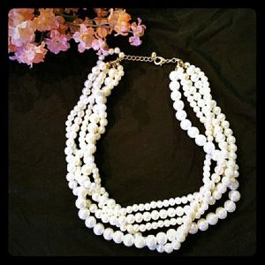 Faux Pearl Wrap Necklace