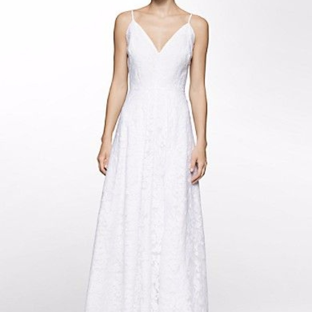 Calvin Klein Jacquard V-neck Wedding Gown