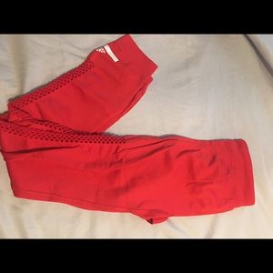 Red adidas leggings (Stella McCartney)