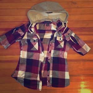 Hooded flannel shirt