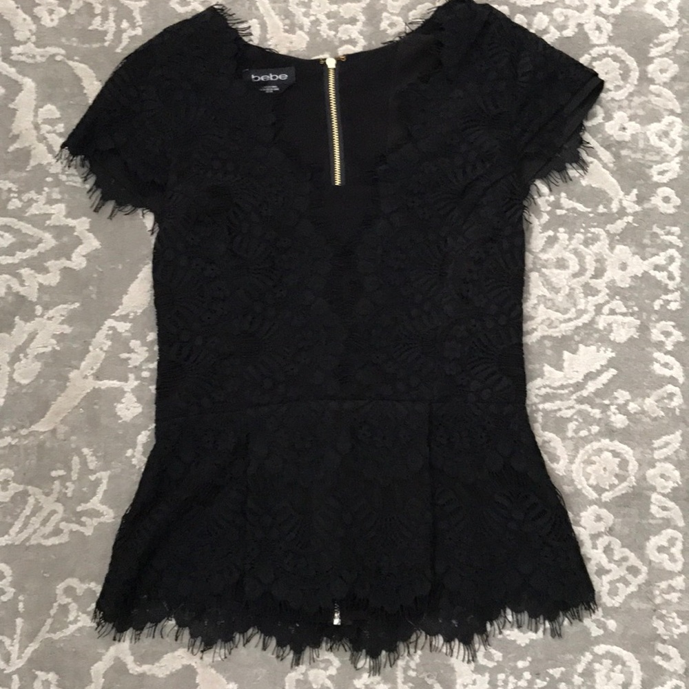 Bebe Lace Peplum Top