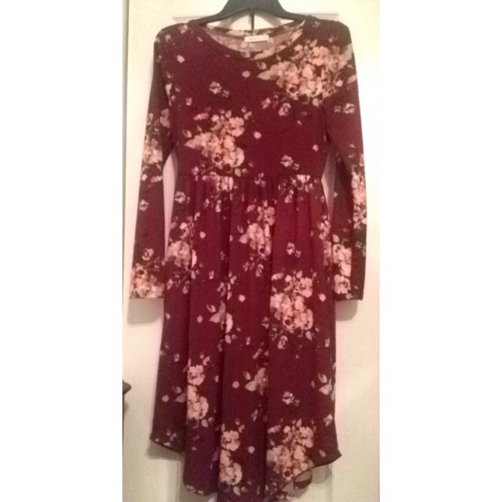 Burgundy floral dress