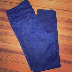 Shiny navy blue skinny jeans