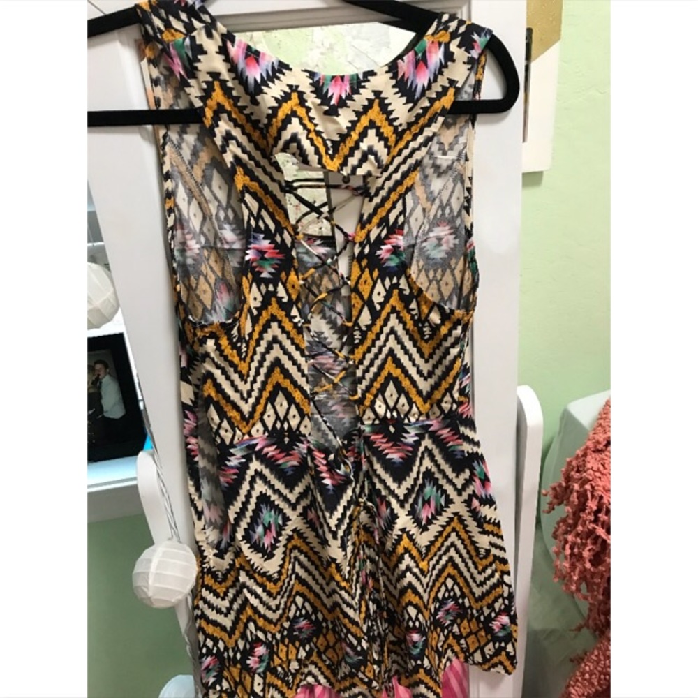 LF Tribal Mini Dress w/ Criss Cross back details