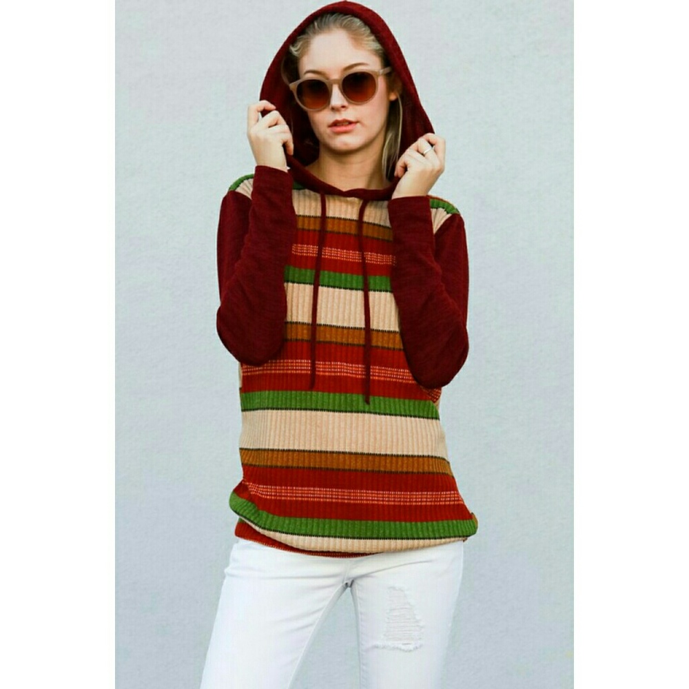 Stripe print hoodie