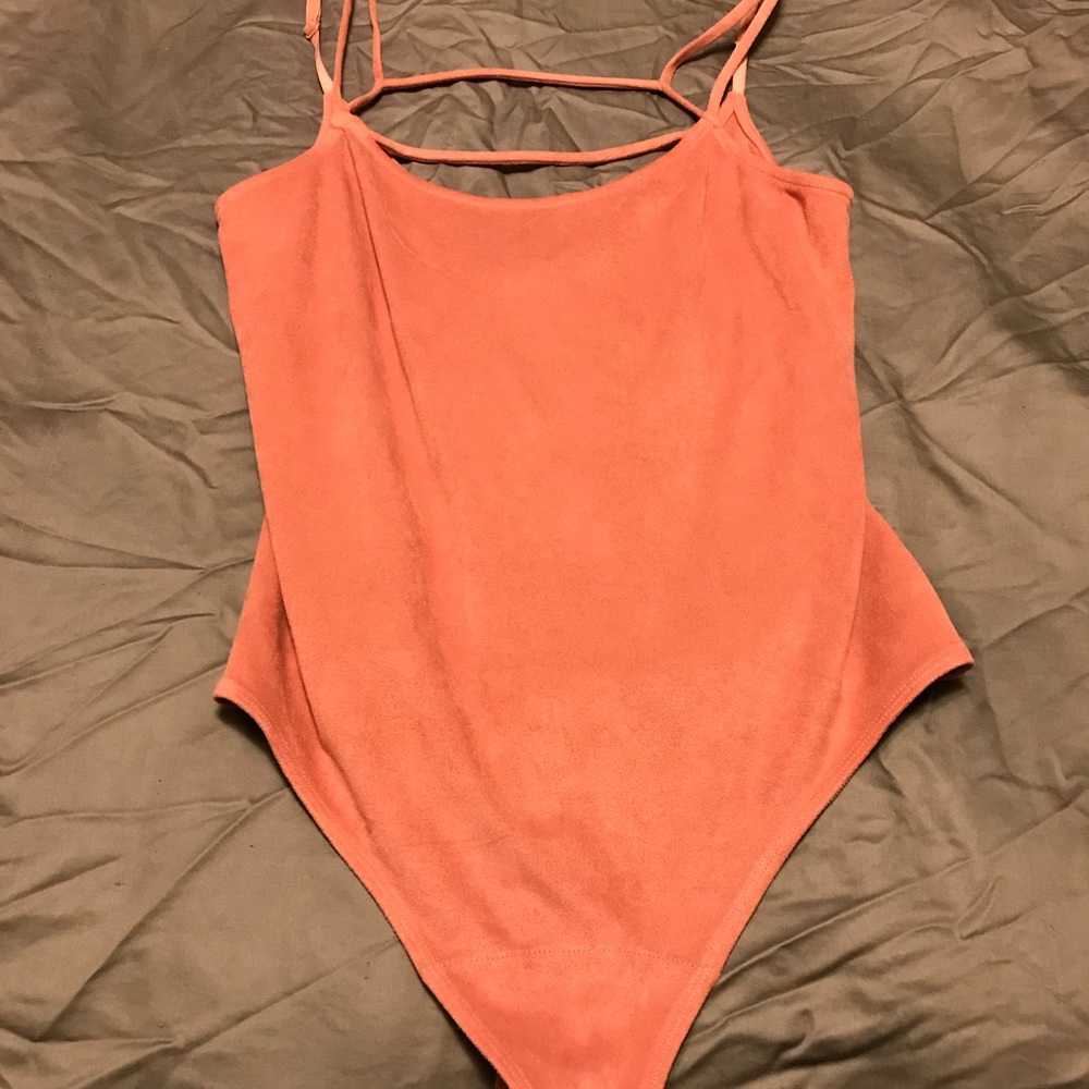 Pink suede onesie
