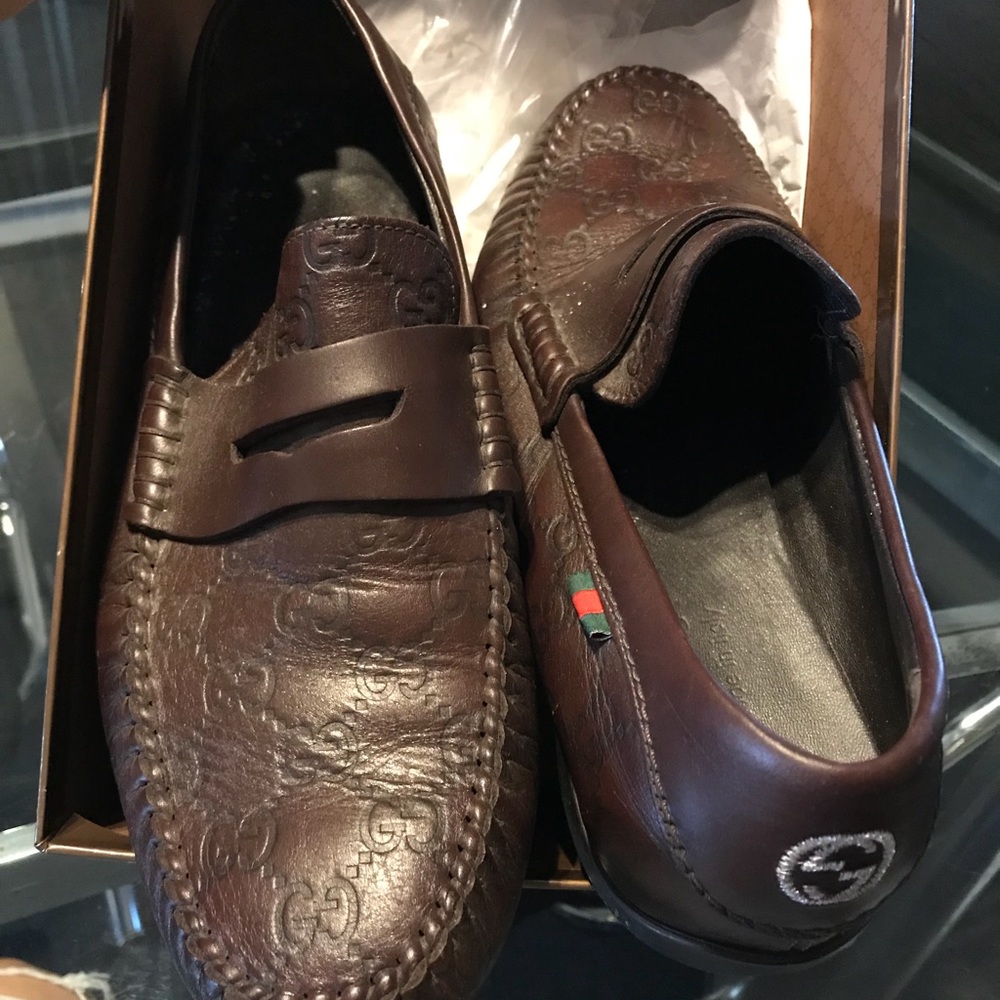 Men’s Chocolate Gucci Guccissima Driving Loafer