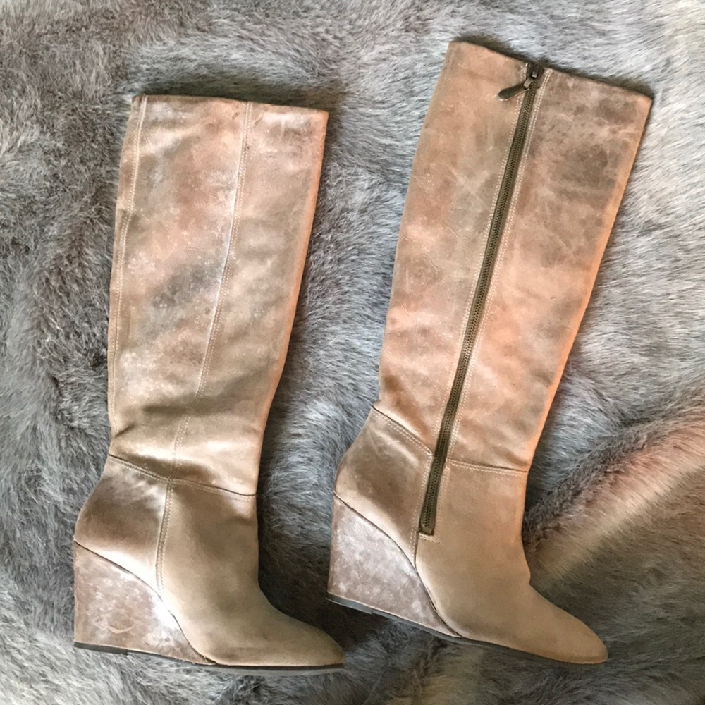 Distressed leather boots