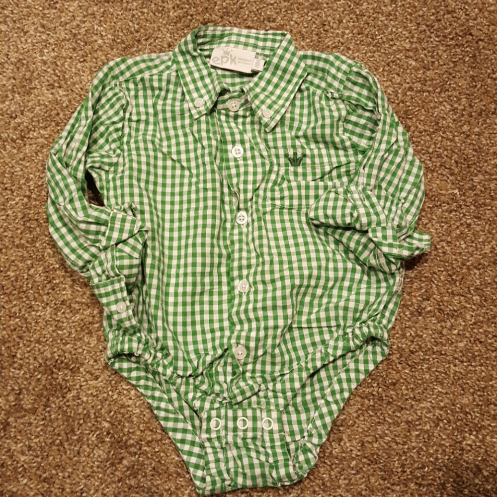 GINGHAM BUTTON DOWN SHIRT ONESIE