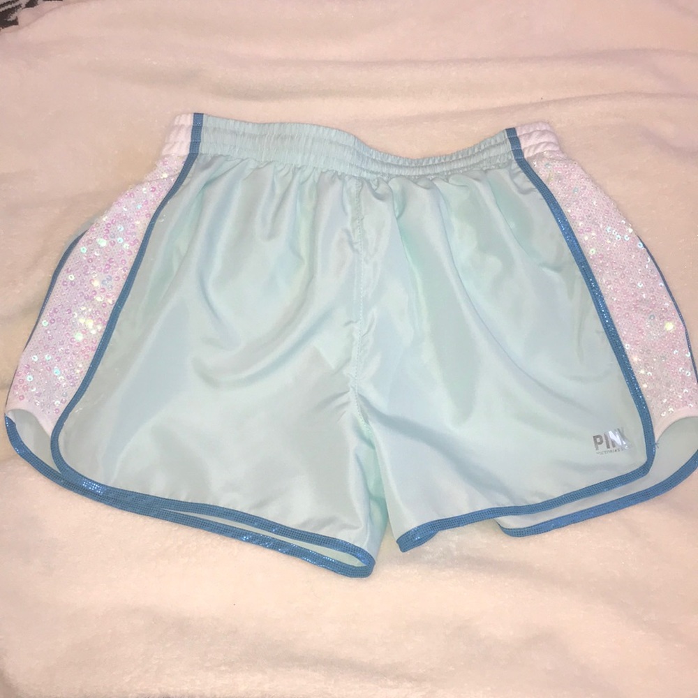 VS PINK Campus Short light blue w sequins XS