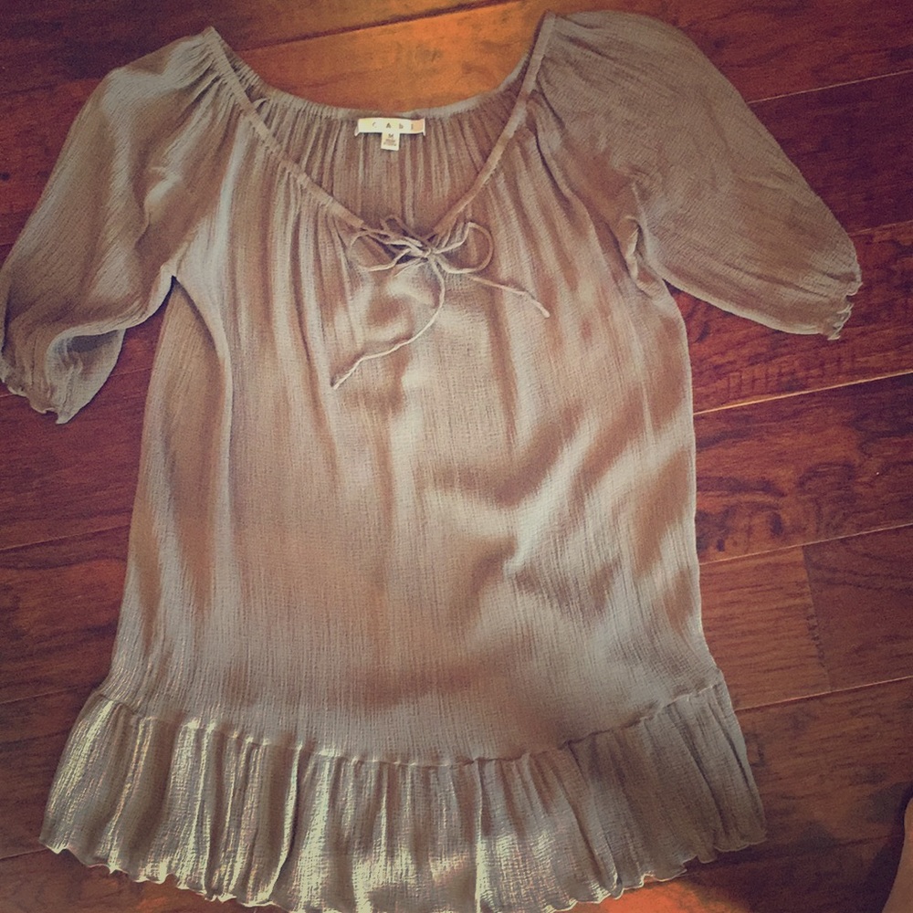 Cabi Off The Shoulder Ruffle Bottom Top