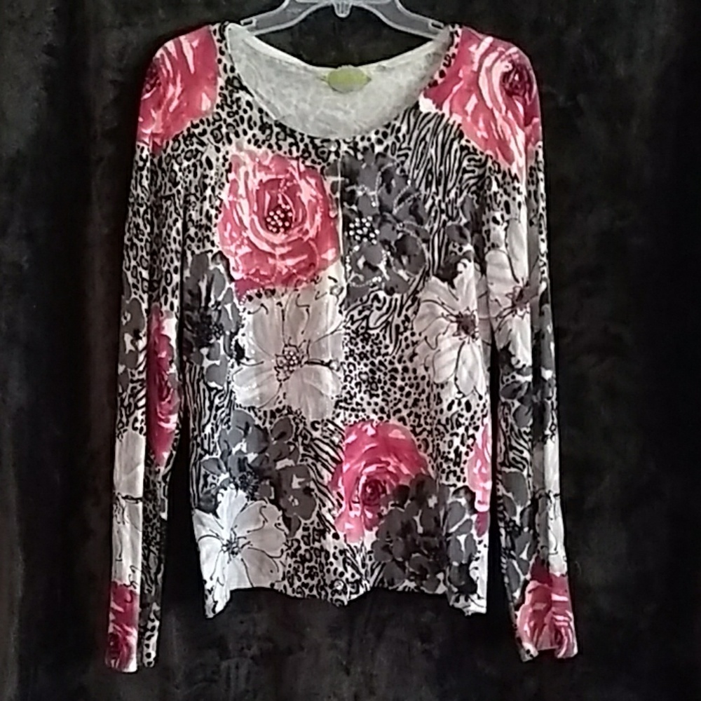 Prima bella size small floral leopard cardigan
