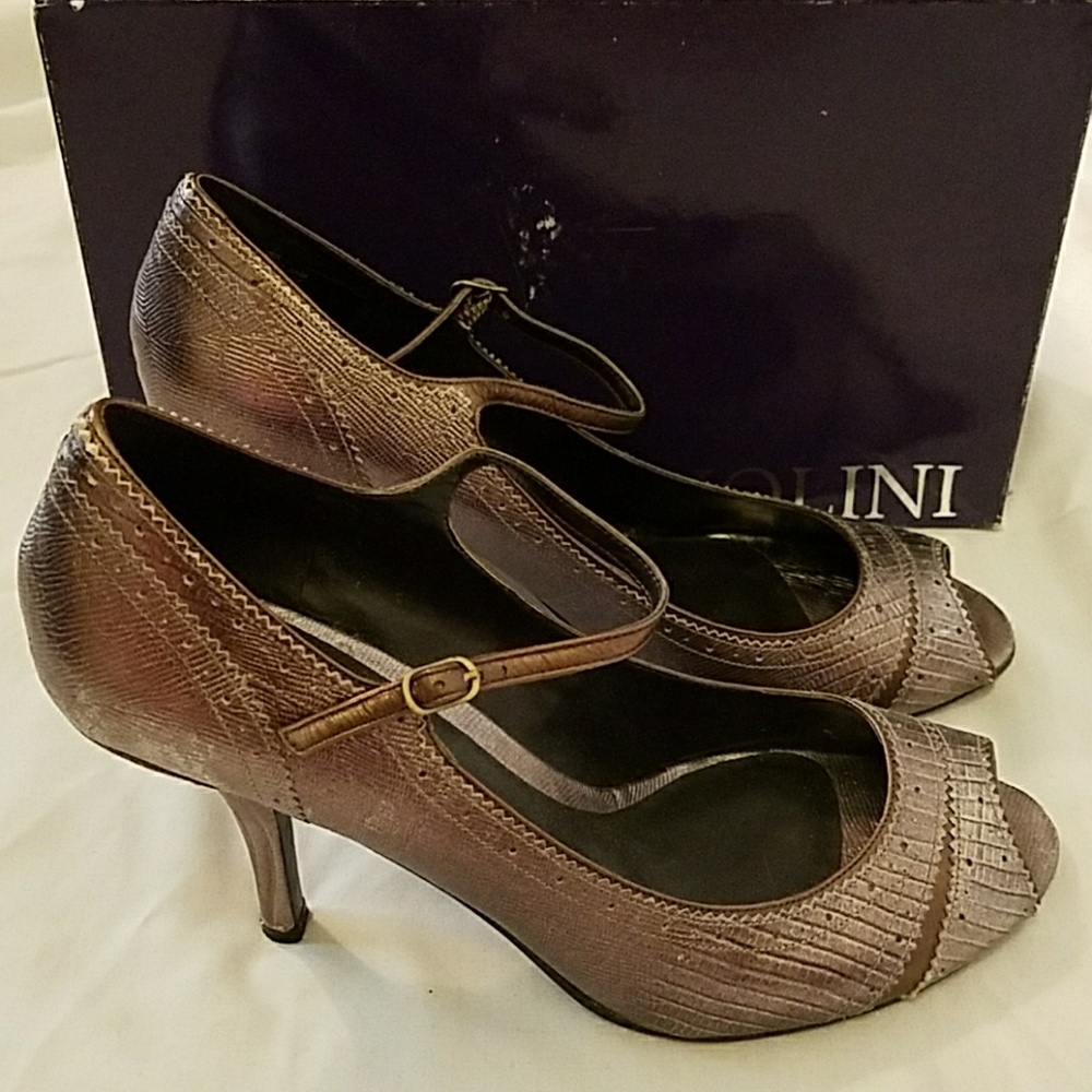 NOT AVAILABLE - Enzo Angiolini Metallic Pewter Leather Mary Janes