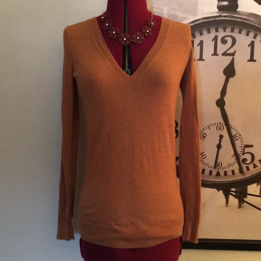 Golden Tan V Neck Limited Sweater
