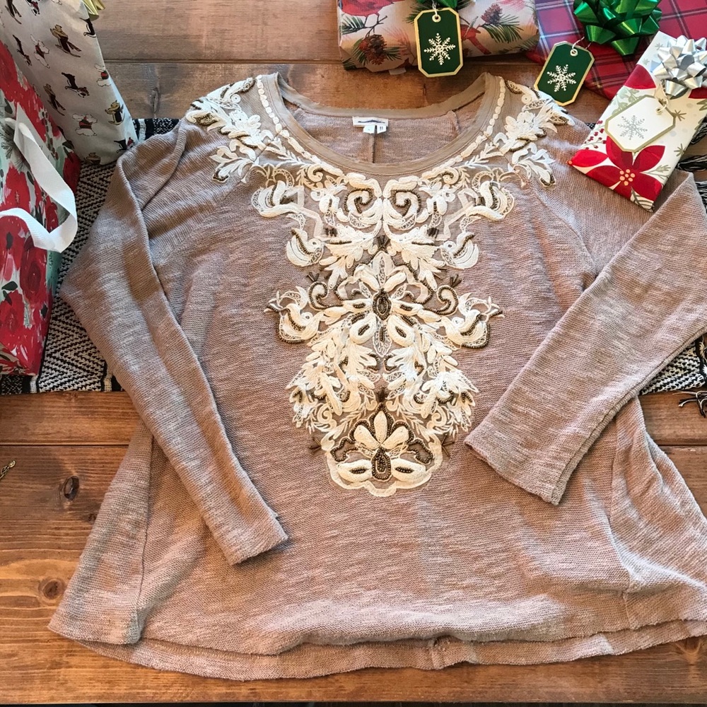 Anthropologie Beaded Sweater