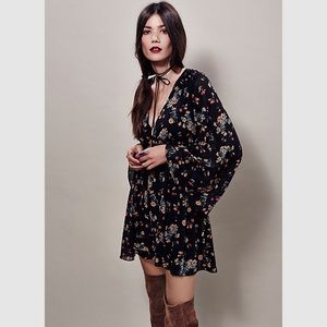 FreePeople Lilou printed mini dress in retro black