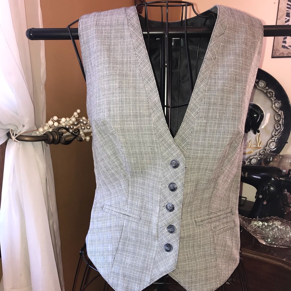 Norma Kamali plaid fitted vest