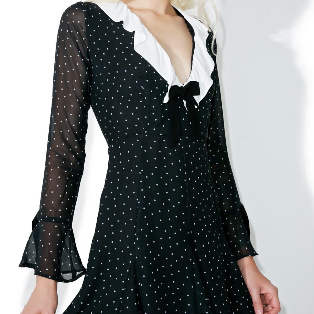Blk Polka Dot For Love & Lemons Mini Dress - HOLD