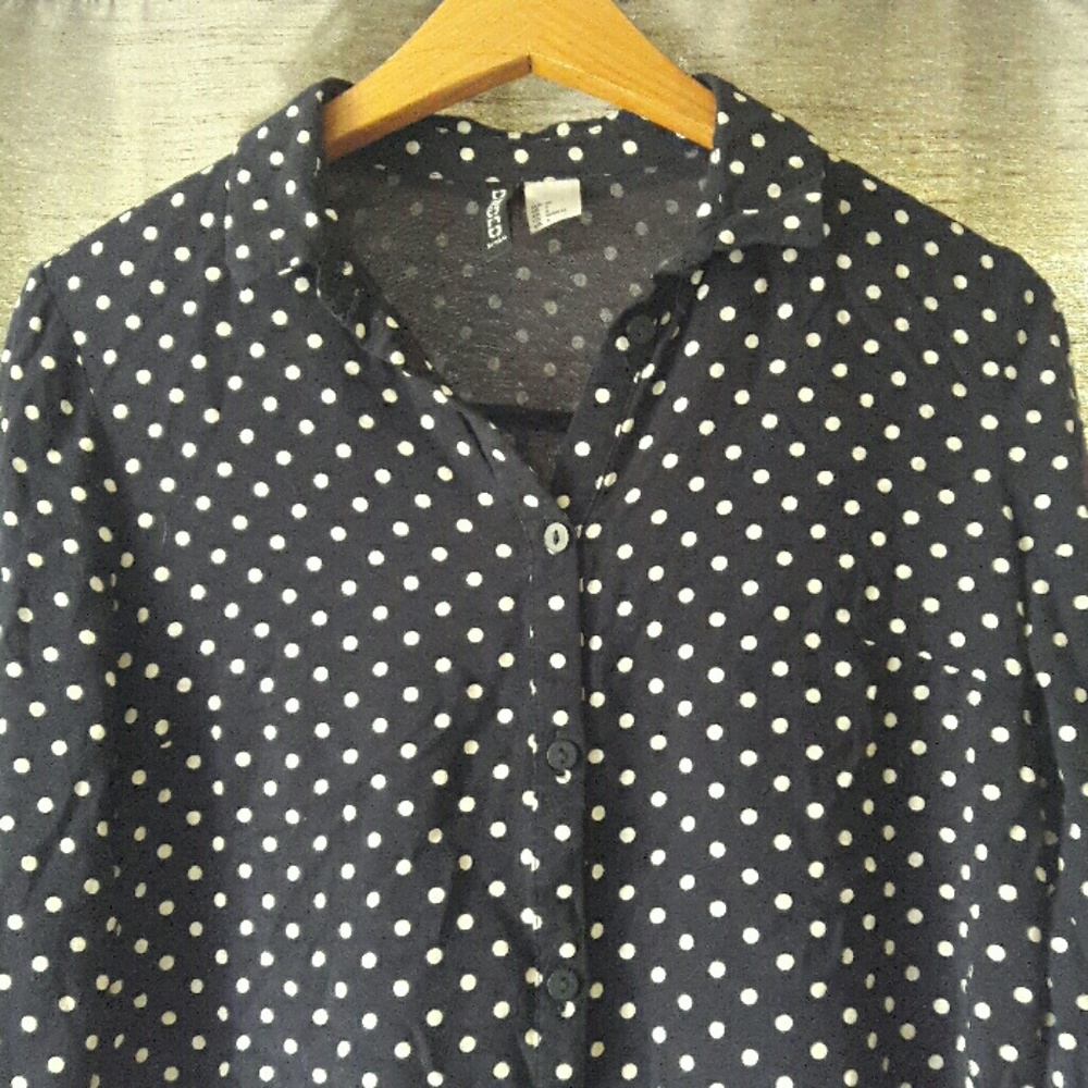 Long sleeved polka dot blouse