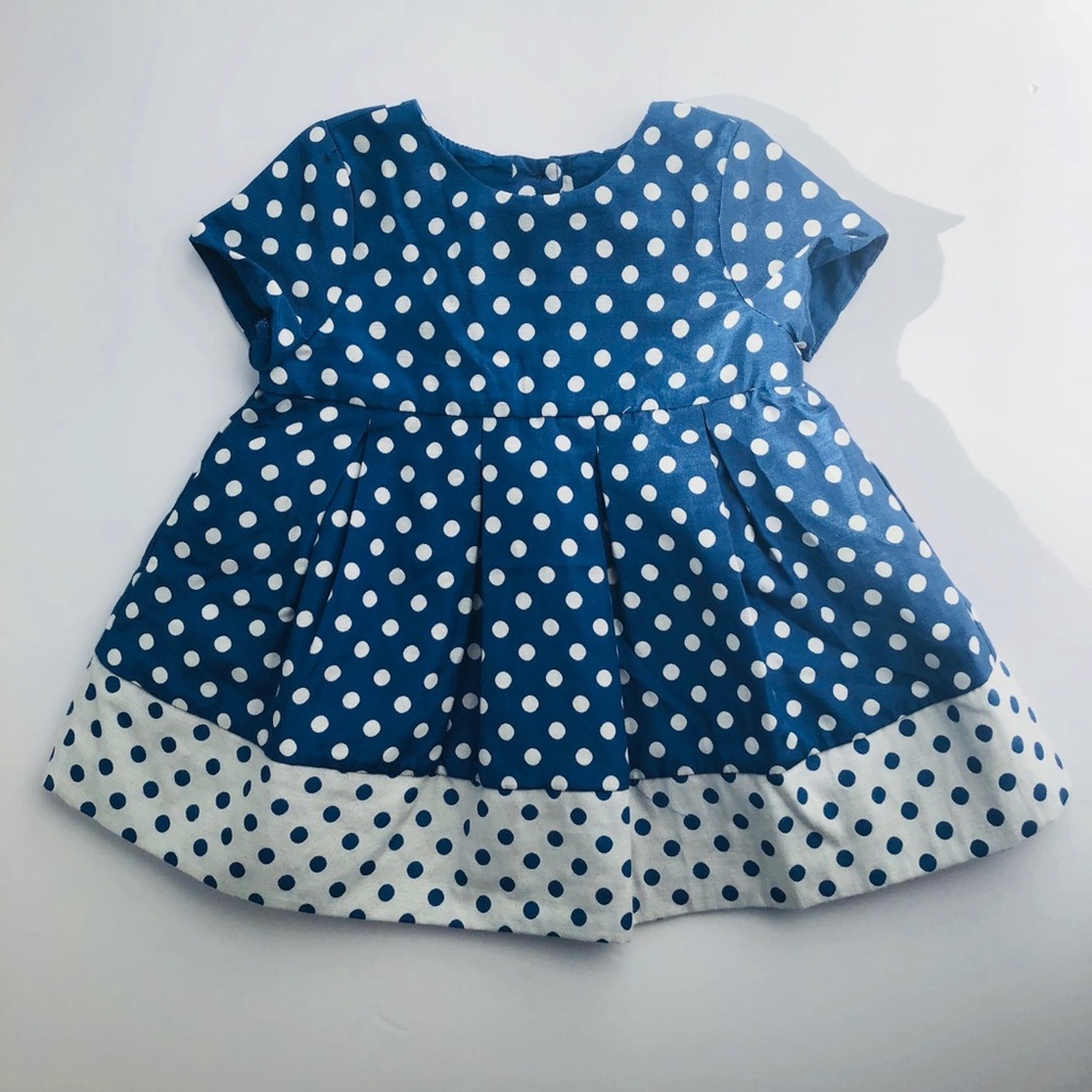 Baby Gap blue white polka dot dress 6-12 month NWT