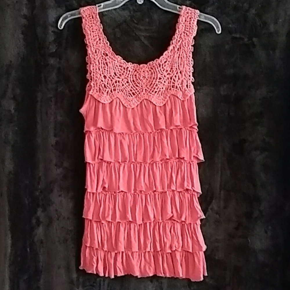 Pink la seine crocket ruffle top