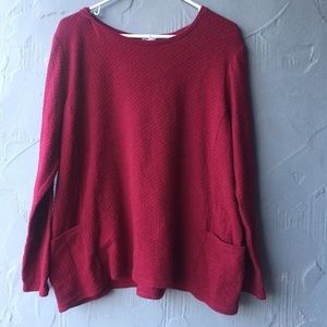 J.jill maroon quilted sweater top LARGE