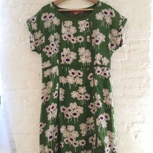 Boden 100% Silk Green Floral Dress sz 12
