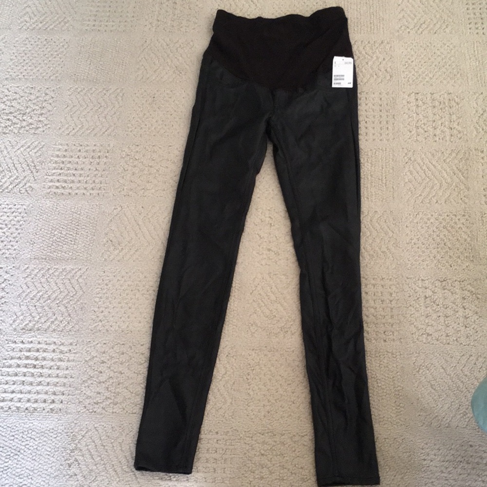 Black "leather" maternity skinny jeans