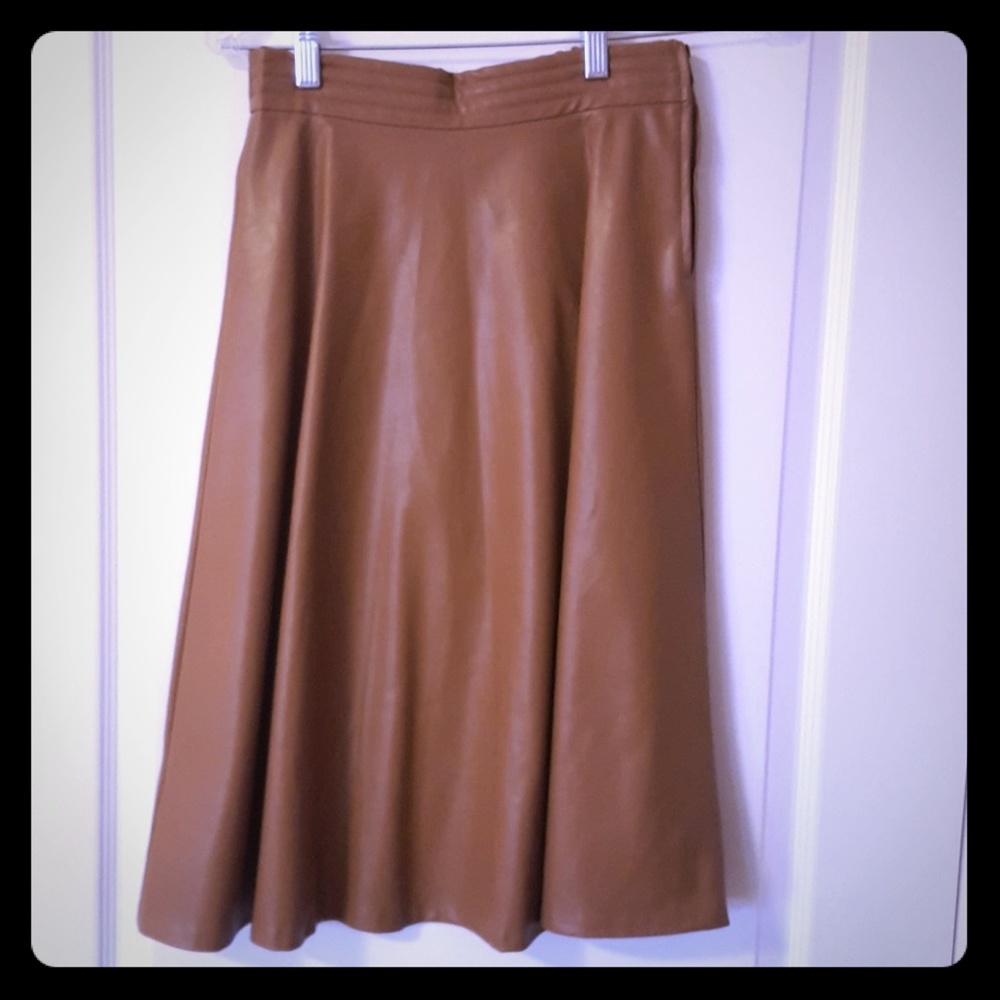 Forever 21 Knee Length "Leather" Skirt, Camel
