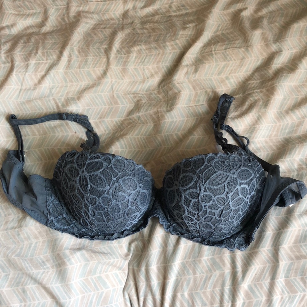 Blue lace push-up bra
