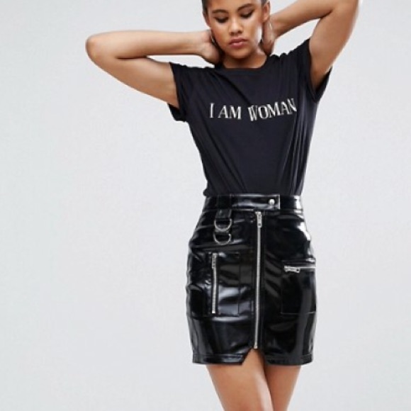 ASOS Dresses & Skirts - ASOS premium vinyl black leather skirt US 4 UK 8