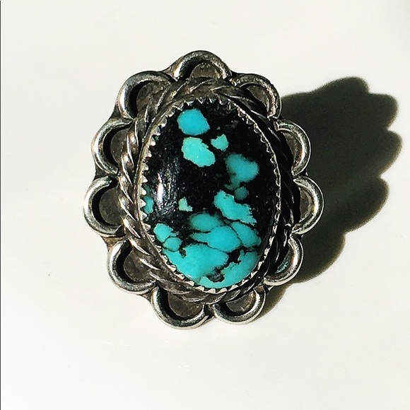 SOLD ON IG Vintage Navajo Webbed Turquoise Ring - Picture 2 of 7