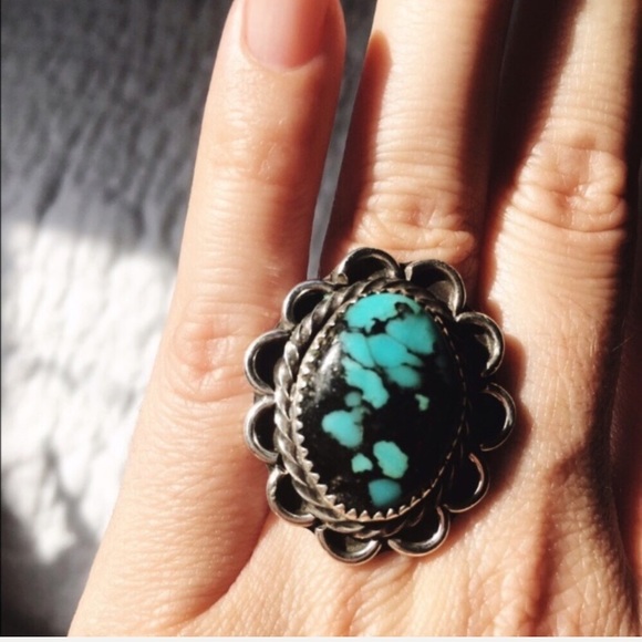 SOLD ON IG Vintage Navajo Webbed Turquoise Ring - Picture 3 of 7