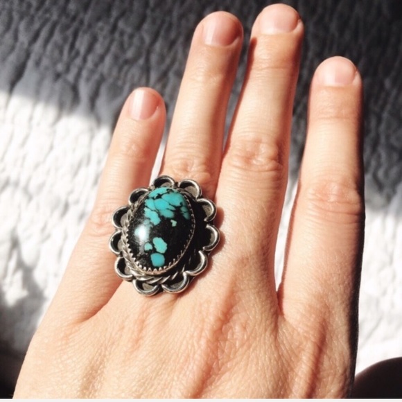 SOLD ON IG Vintage Navajo Webbed Turquoise Ring - Picture 4 of 7