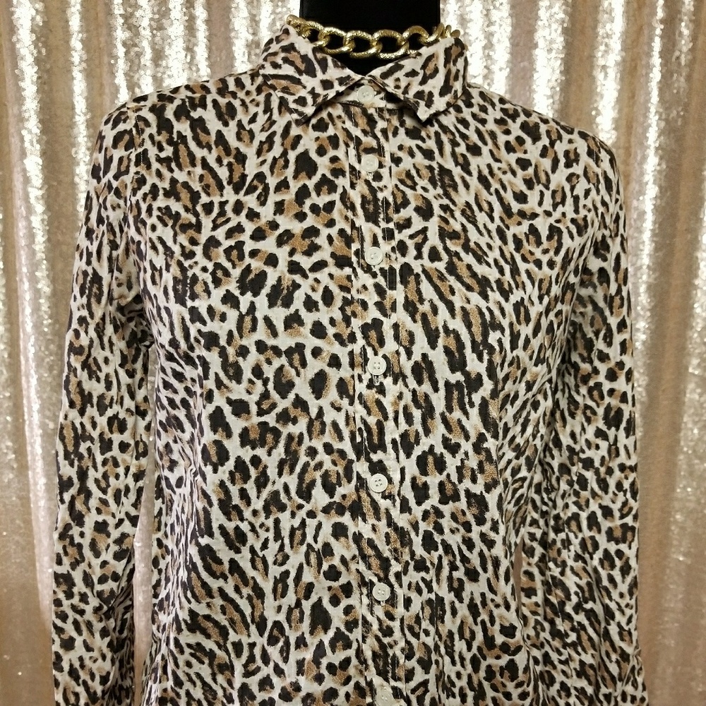 J. Crew Leopard Print Button Down Shirt