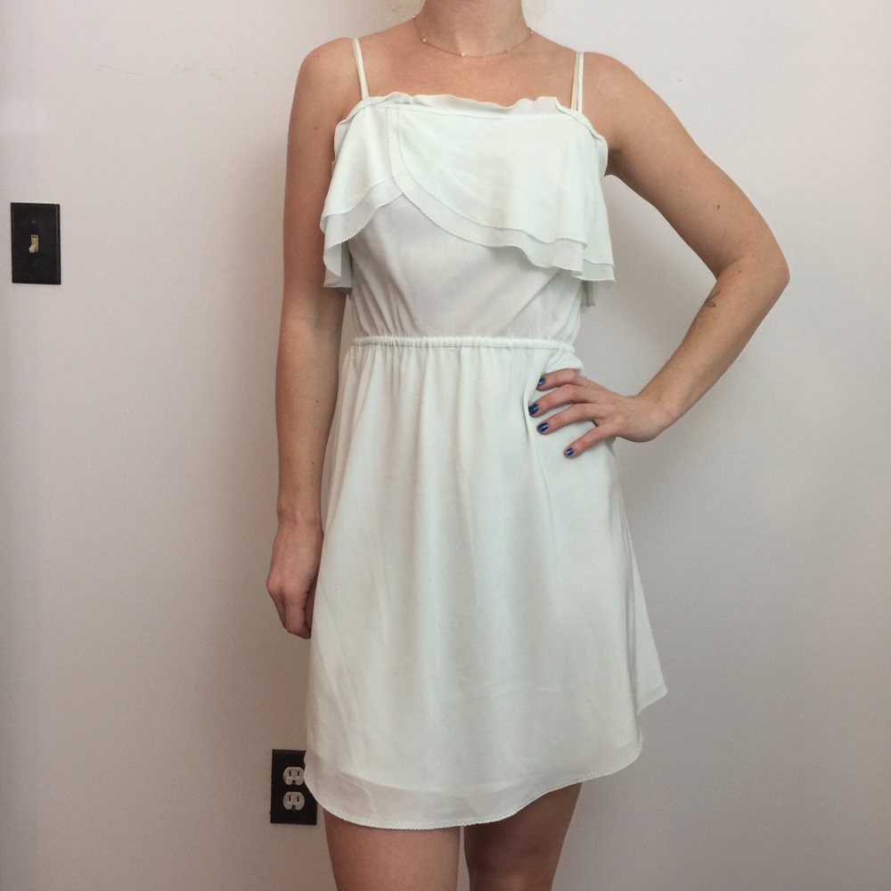 Wilfred Seafoam Green Silk Tiered Midi Dress - Picture 1 of 8