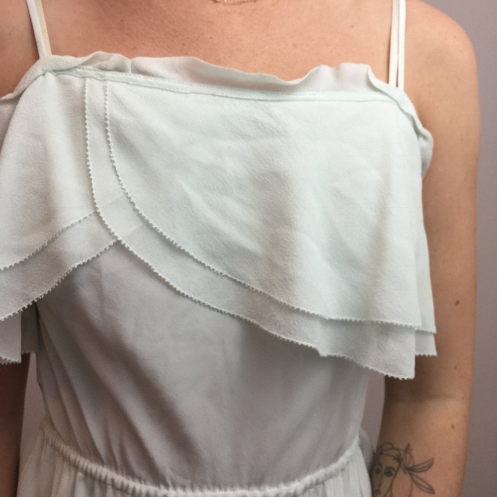 Wilfred Seafoam Green Silk Tiered Midi Dress - Picture 8 of 8