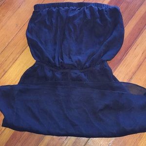 Black strapless chiffon dress