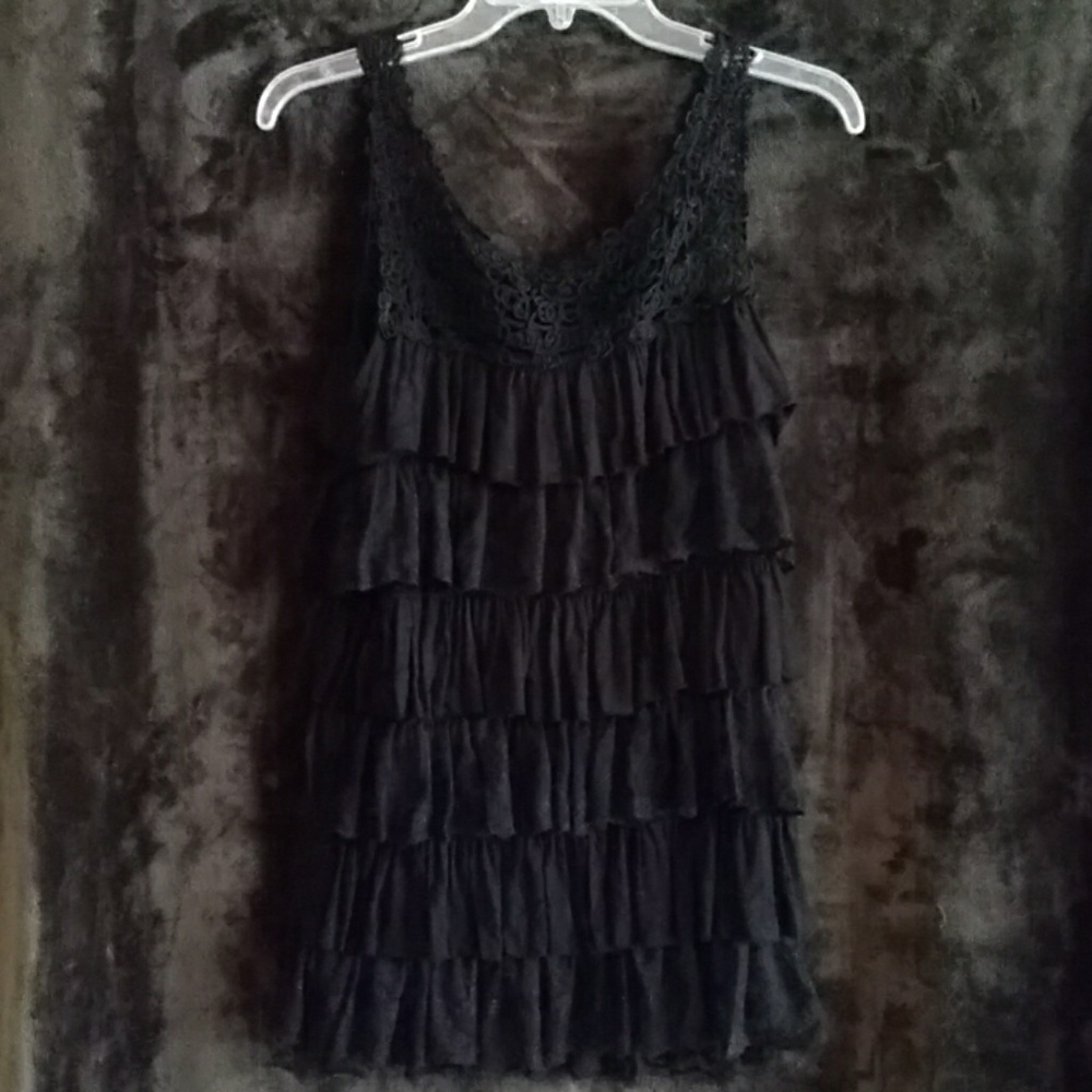 Black la seine crochet ruffle top size small