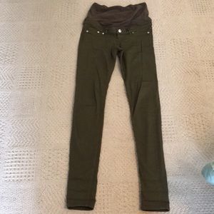 Dark olive skinny maternity jeans